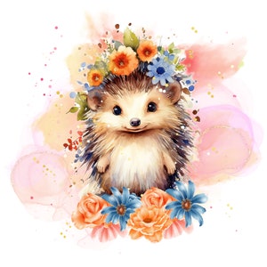 Hérisson affiche Clipart pépinière décor aquarelle pépinière mignon bébé Animal anniversaire mur décor aquarelle Clipart - TÉLÉCHARGEMENT NUMÉRIQUE