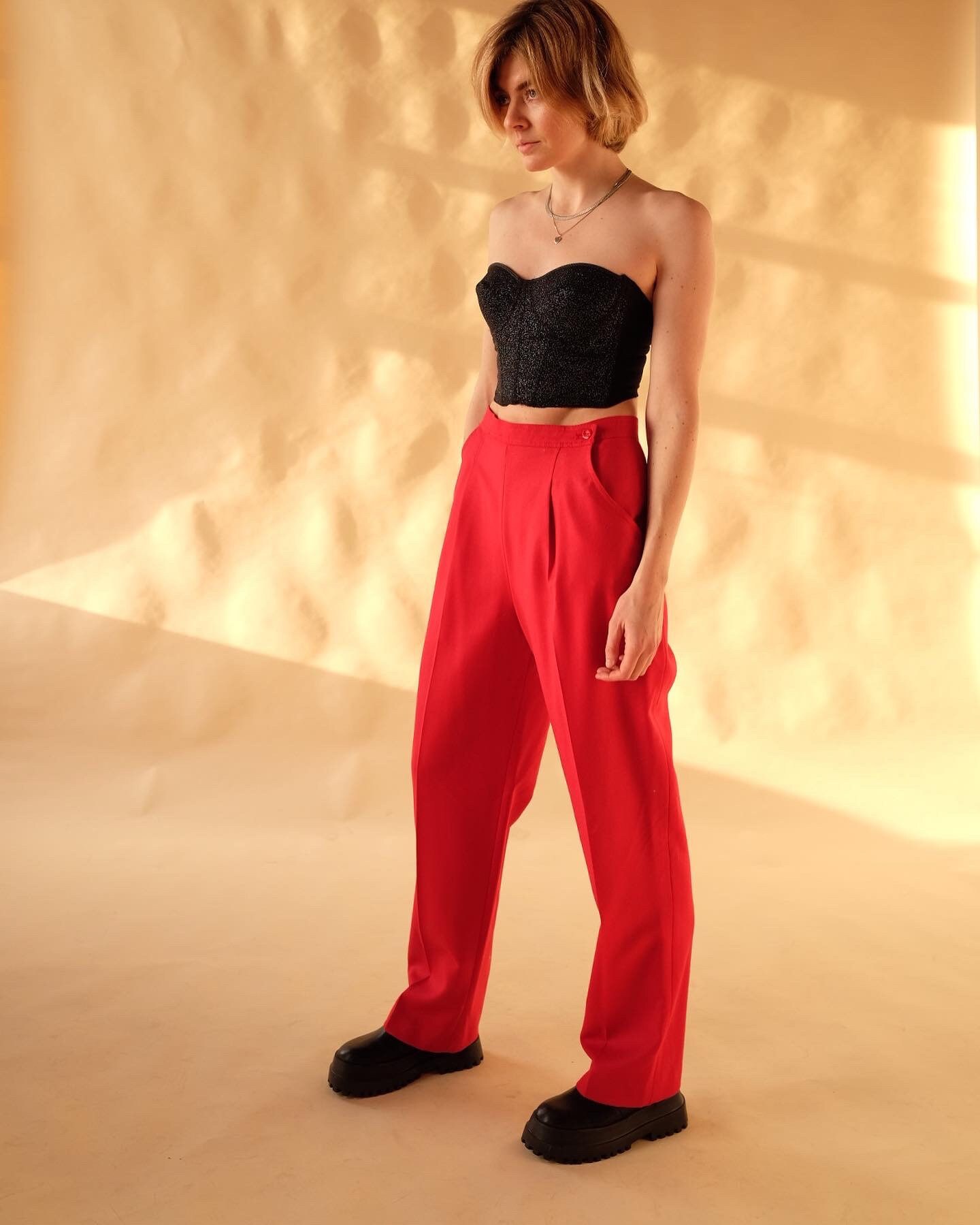 Pure Flamboyant Red Wool Pants / Lined 