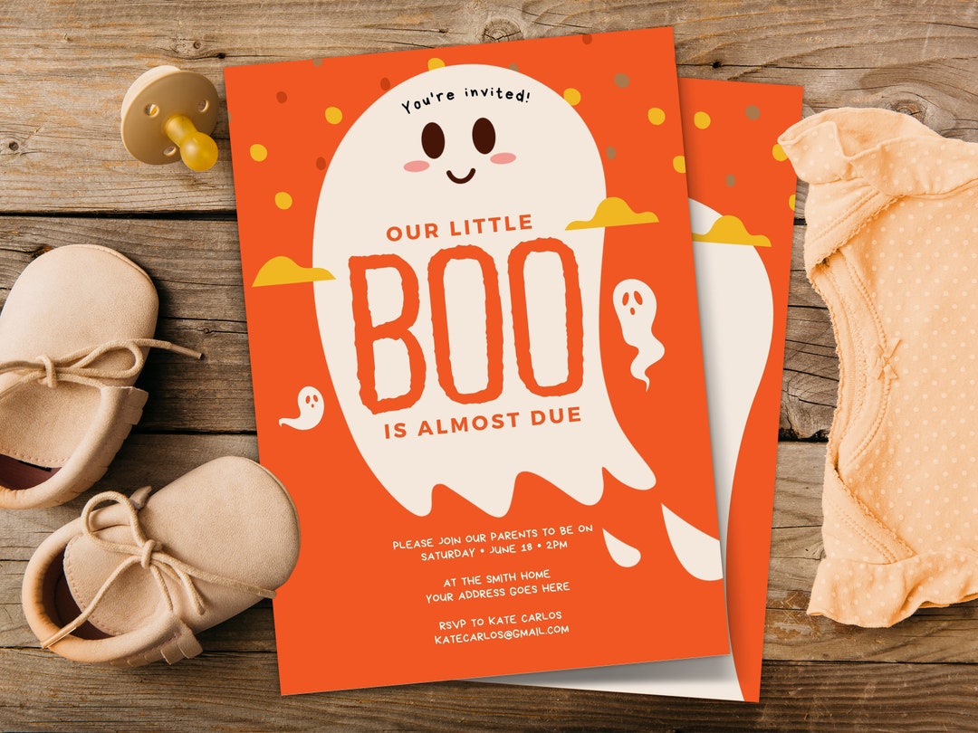 Halloween Baby Shower Canva Invitation Canva Template Baby Shower