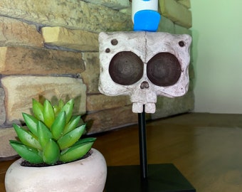 Bob the Sponge Cartoon Inspired Designer Skull! Cartoon Home Decor Personalized Gift