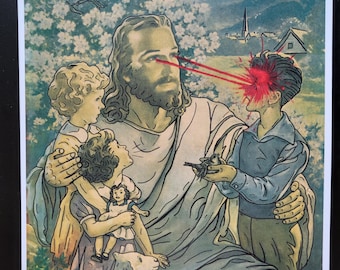 Jesus Lazer beam Religious print