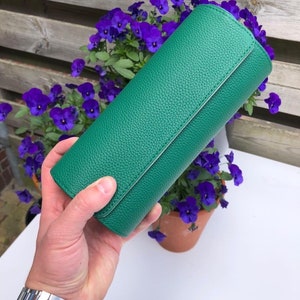 Luxe lederen horlogerol, reisetui voor 3 horloges, groene horlogedoos, cadeaus bruidsjonkers, cadeau getuige, horlogekast