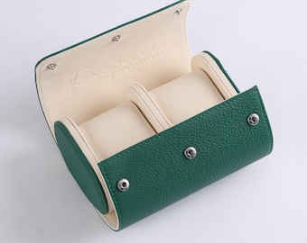 Handmade Genuine Leather Watch Roll: Travel Storage for 2 Watches