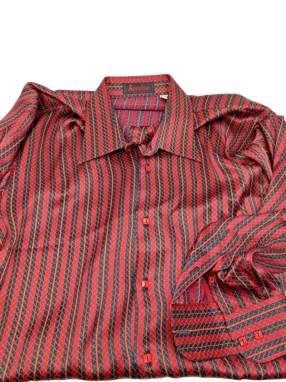 Vintage Barcelino Silk Shirt Red Ugly Christmas Ge