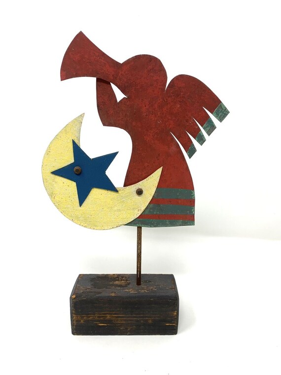 Ivan Folk Art Metal Angel Figure Cut Out Painted 1985 Etsy