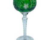 Vintage Nachtmann Traube Wine Hock Emerald Green Crystal Cut to Clear Bohemian
