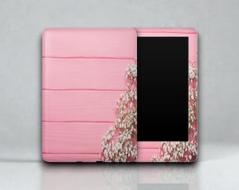Cute Pink Strawberry Daisy Kindle Skin, Kawaii Soft Flowers