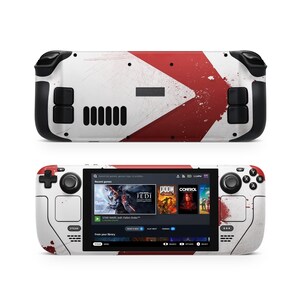 Czerwona abstrakcyjna winylowa skórka na Steam Deck | Niestandardowa ochronna osłona konsoli, naklejka Valve Skin - kompatybilna z OLED