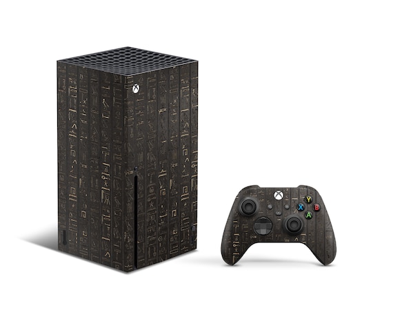 Egyptian Hieroglyphs Xbox Series X Skin | Ancient Gold Console Wrap | Mythology Gaming Decal