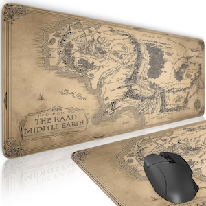 Mittelerde Mauspad | Wasserfeste Schreibtischmatte | Geschenk für Gamer | Niedliche Schreibtischunterlage | Herr Der Ringe Fußmatte | Geschenk zum Vatertag