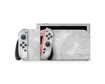Nintendo Switch 2 White Topographic Skin | Minimal Line Art Vinyl Wrap for Console, Joy-Cons & Dock