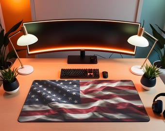 Alfombrilla de ratón grande para juegos con la bandera estadounidense