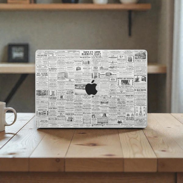 Vintage Newspaper MacBook Skin – Full Cover Vinyl Wrap