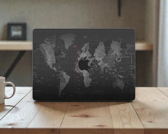 World Map MacBook Skin - World Map MacBook Pro Skin Vinyl Wrap - Full cover skin for MacBook Pro & Air Models, M1, M2, 13", 14", 16, All