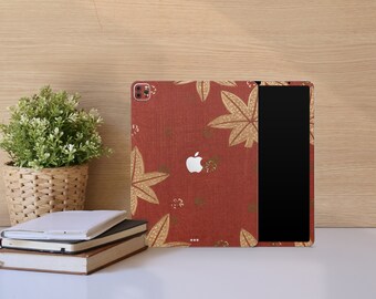 Funda para iPad con estampado floral vintage y diseño de hojas botánicas.