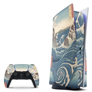 Skin PS5 in carta giapponese - Decalcomania skin in carta giapponese per console e controller PS5 Playstation 5 - Vinile avvolgente completo per PS5