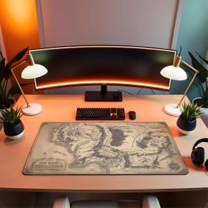 Middle Earth Map Mouse Pad | Water-Resistant Gaming & Office Desk Mat | Cute Desk Mat | LOTR Inspired Mousepad