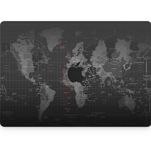 世界地図MacBookスキンシール - 世界地図MacBook Proスキンシールビニールラップ - MacBook Pro & Airモデル、M1、M2、13インチ、14インチ、16インチ、全モデル対応フルカバースキンシール 画像 3