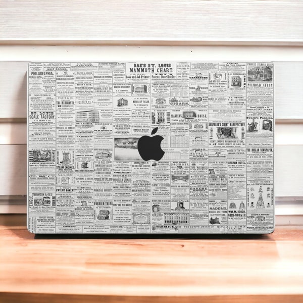 Newspaper MacBook Skin - Quality MacBook Pro Skin Vinyl Wrap - Full cover skin for MacBook Pro & Air Models, M1, M2, 13", 14", 16, All
