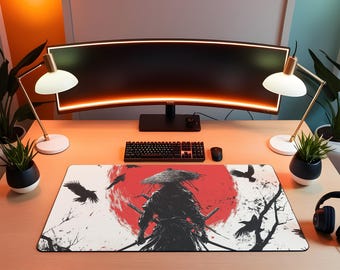 Samurai Gaming Mouse Pad – Japanese Warrior Desk Mat