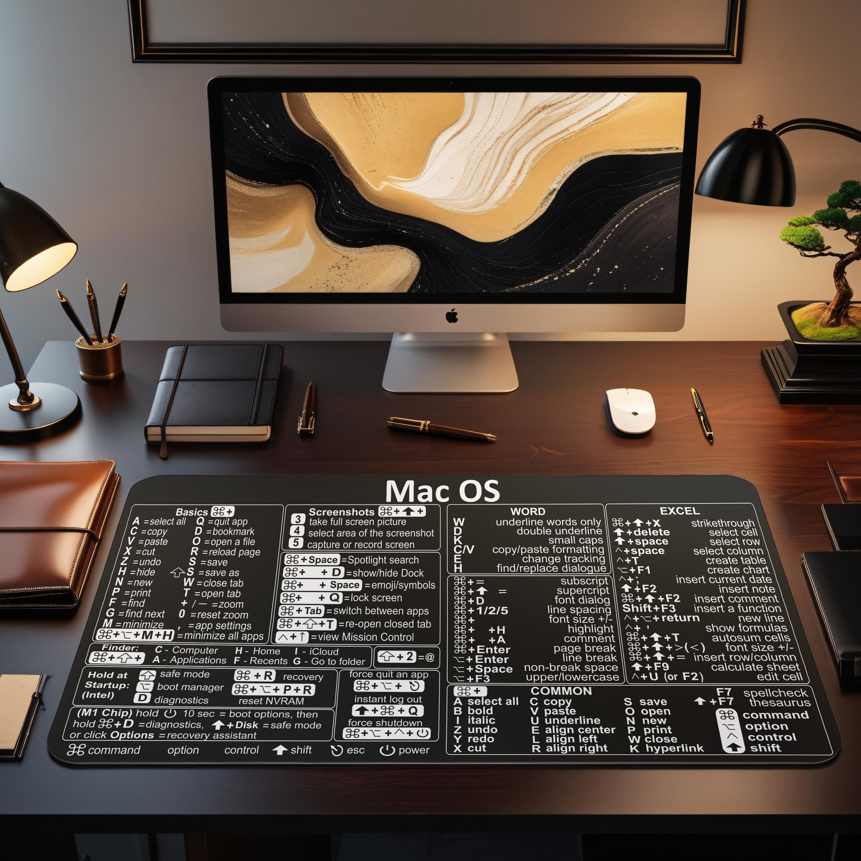 Macos Shortcut Mouse Pad | Computer Geek Desk Mat - Etsy