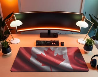 Canada Flag Large Desk Mat | Patriotic Extended Mouse Pad
