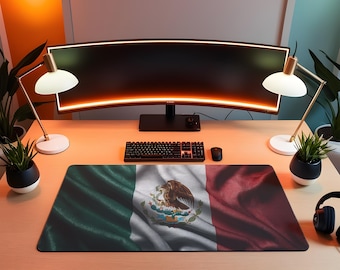 Mexico Flag Large Desk Mat | Mexican Patriotic Gaming Mouse Pad
