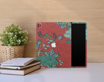 Funda para iPad con diseño floral vintage, adhesivo botánico