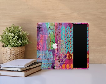 Funda para iPad con estampado floral vintage, estilo boho.