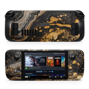 Gold Fluid Steam Deck Skin, beschermende sticker wrap Steam Deck console, aangepaste gameconsole, Steam Deck OLED gouden vloeibare skins vinylsticker