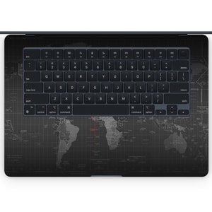世界地図MacBookスキンシール - 世界地図MacBook Proスキンシールビニールラップ - MacBook Pro & Airモデル、M1、M2、13インチ、14インチ、16インチ、全モデル対応フルカバースキンシール 画像 4