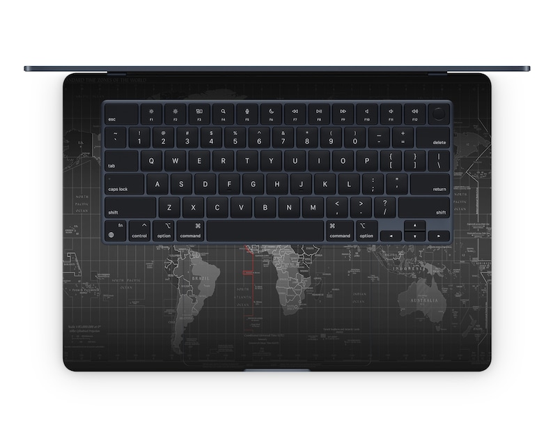 世界地図MacBookスキンシール - 世界地図MacBook Proスキンシールビニールラップ - MacBook Pro & Airモデル、M1、M2、13インチ、14インチ、16インチ、全モデル対応フルカバースキンシール 画像 4