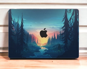 Skin pour MacBook Vector Forest - Emballage pour MacBook Pro Dawn - Skin complet pour MacBook Pro et modèles Air, M1, M2, 13", 14", 16, tous