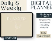 Undated DIGITAL PLANNER Goodnotes | Minimalist Hyperlinked Productivity Planner | Daily Weekly Monthly Organizer | IPad Planner