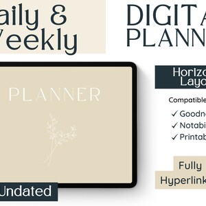 Undated DIGITAL PLANNER Goodnotes | Minimalist Hyperlinked Productivity Planner | Daily Weekly Monthly Organizer | IPad Planner