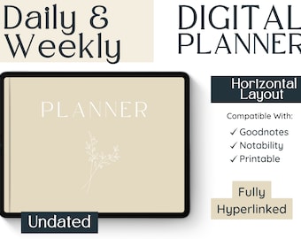 Undated DIGITAL PLANNER Goodnotes | Minimalist Hyperlinked Productivity Planner | Daily Weekly Monthly Organizer | IPad Planner