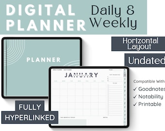 Undated DIGITAL PLANNER Goodnotes | Minimalist Hyperlinked Productivity Planner | Daily Weekly Monthly Organizer | IPad Planner | Modern