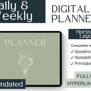 UNDATED DIGITAL PLANNER Goodnotes | Minimalist Hyperlinked Productivity Planner | Daily Weekly Monthly Organizer | IPad Planner