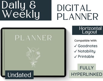 PLANIFICADOR DIGITAL SIN FECHA Goodnotes / Planificador de productividad hipervinculado minimalista / Organizador mensual semanal diario / Planificador de iPad