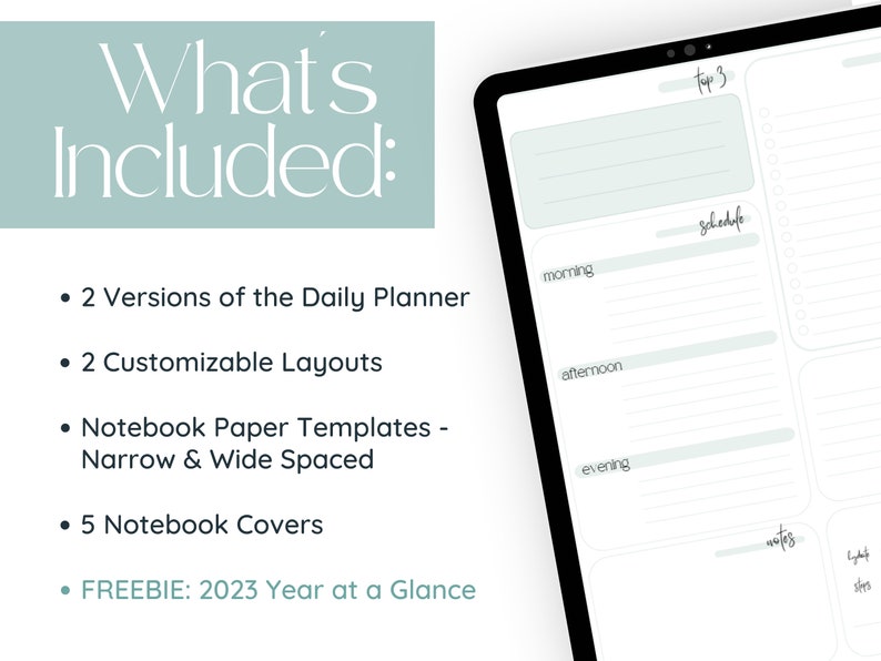 Daily Digital Planner Vertical Layout Goodnotes Template Goodnotes