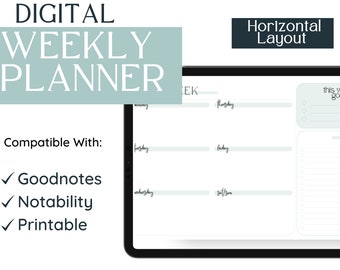 Weekly Planner | Horizontal Layout | GoodNotes Template | GoodNotes Planner | 2023 Digital Planner | iPad Planner