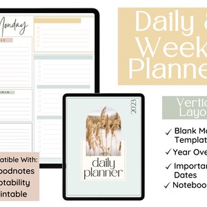 Undated DIGITAL PLANNER Goodnotes | Minimalist Productivity Planner | Daily Weekly Monthly Organizer | IPad Planner | Boho
