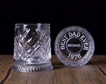 Personalized Rotating LED Whiskey Glass – Crystal Bourbon Scotch Barware Gift