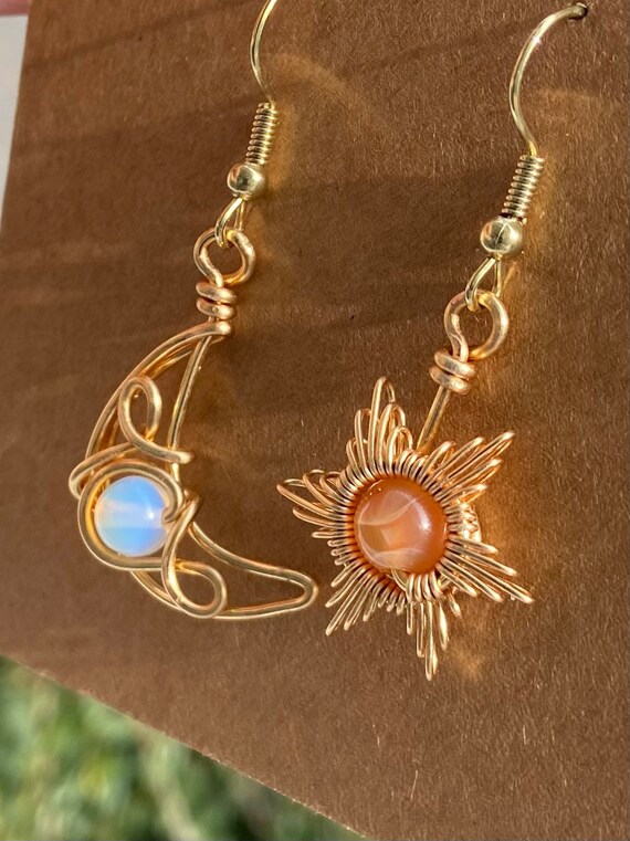 Sun and on sale moon wire earrings