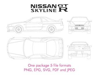 Arte de parede Nissan Skyline GTR R34, arquivo vetorial (download digital)