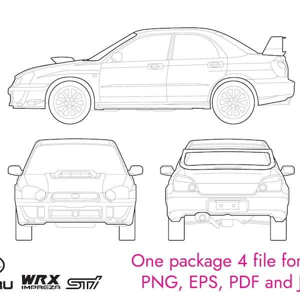 Subaru Impreza WRX STI 2003-2005 vector file for crafting. png, eps, pdf, jpeg