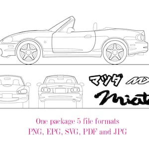 Mazda MX-5 NB. Descarga instantánea de la leyenda JDM en svg, eps, pdf, jpeg y png desdeat.