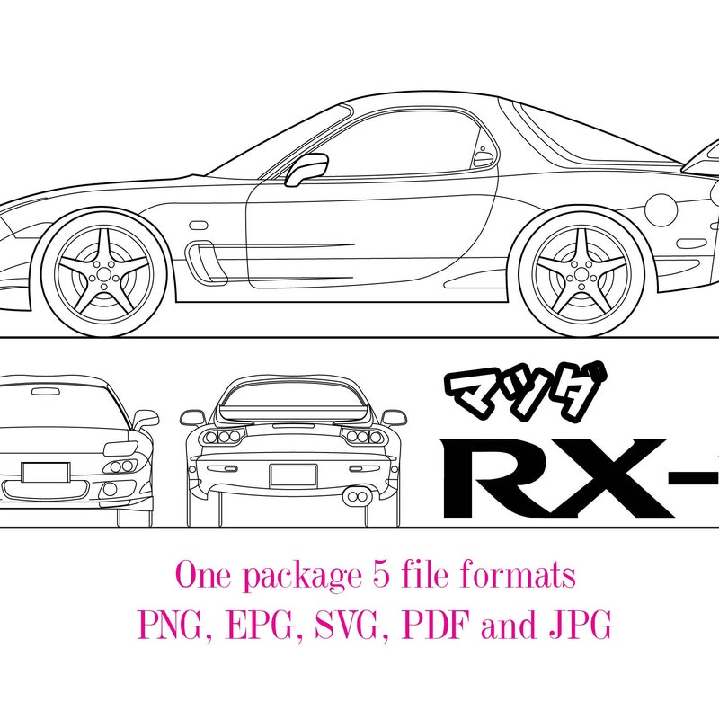 Drag Racing Rx7 Drawing Mazda Rx 7 Drawing - Etsy