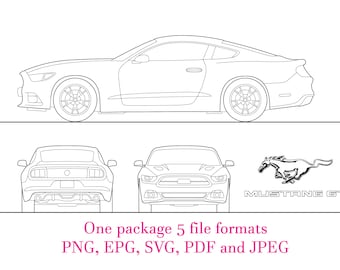 Ford Mustang GT 2015. Instant download in svg, eps, pdf, jpeg and png format.