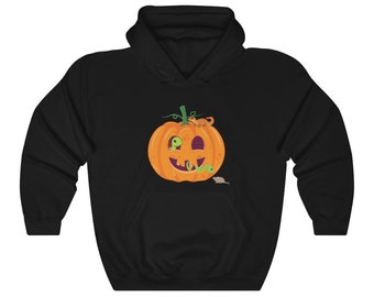 Cute Cartoon Jack-o'-lantern Halloween Hoodie - Unisex Heavy Blend Hooded Sweatshirt